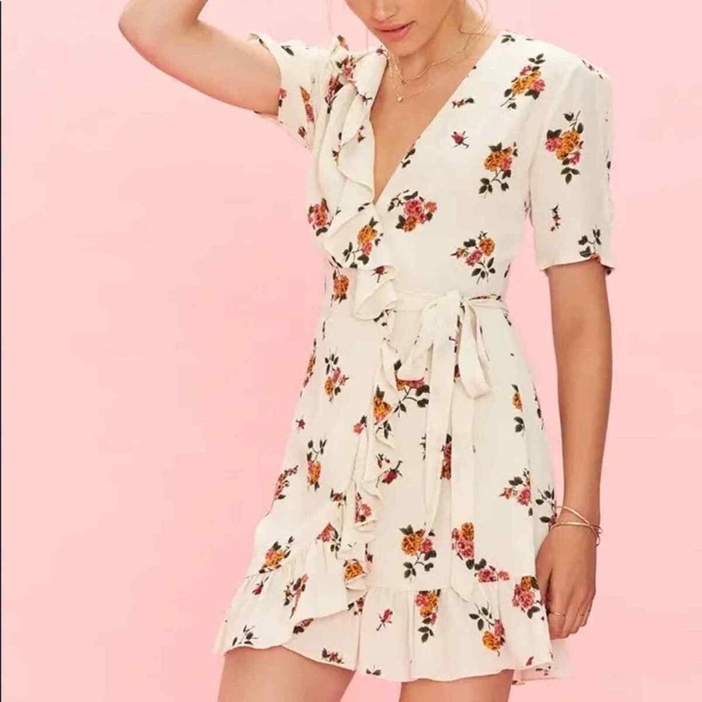 REVOLVE X PRIVACY PLEASE Pretty  ruffle Floral Wrap Dress xs